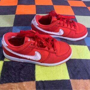 Kids Red Nike Dunk Low Top Sneakers